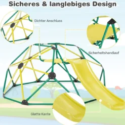 Kletterkuppel mit Rutsche & 180 kg Belastbarkeit Klettergerüst in Kuppelform Grün + Gelb