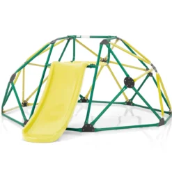 Kletterkuppel mit Rutsche & 180 kg Belastbarkeit Klettergerüst in Kuppelform Grün + Gelb