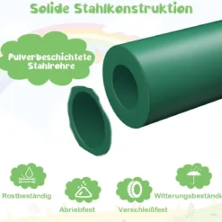 Kletterkuppel mit Rutsche &Stoffplattform & 180 kg Belastbarkeit Klettergerüst in Kuppelform Grün + Grau
