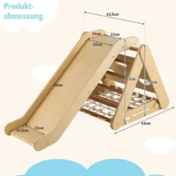 Kletterspielzeug für Kleinkinder Dreieckiges 4-in-1 Klettergerüst mit Rampe Natur
