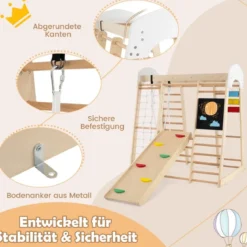 Kletterspielzeug-Set für Kleinkinder mit Rutsche Schaukel 124 x 119 x 138 cm Natur/Bunt