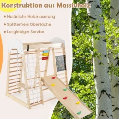 Kletterspielzeug-Set für Kleinkinder mit Rutsche Schaukel 124 x 119 x 138 cm Natur/Bunt