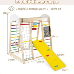 Kletterspielzeug-Set für Kleinkinder mit Rutsche Schaukel 124 x 119 x 138 cm Natur/Bunt