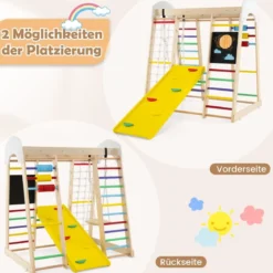 Kletterspielzeug-Set für Kleinkinder mit Rutsche Schaukel 124 x 119 x 138 cm Natur/Bunt