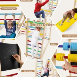 Kletterspielzeug-Set für Kleinkinder mit Rutsche Schaukel 124 x 119 x 138 cm Natur/Bunt