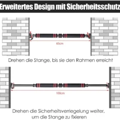 Klimmzugstange für Tür Stange mit rutschfestem Schaumstoffgriff 65 - 100 cm Schwarz
