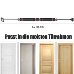Klimmzugstange für Tür Stange mit rutschfestem Schaumstoffgriff 65 - 100 cm Schwarz