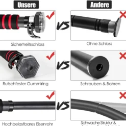 Klimmzugstange für Tür Stange mit rutschfestem Schaumstoffgriff 65 - 100 cm Schwarz