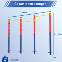 Klimmzugstange Reckstange Höhenverstellbar 80-172 cm aus Verzinktem Stahl bis 330 kg