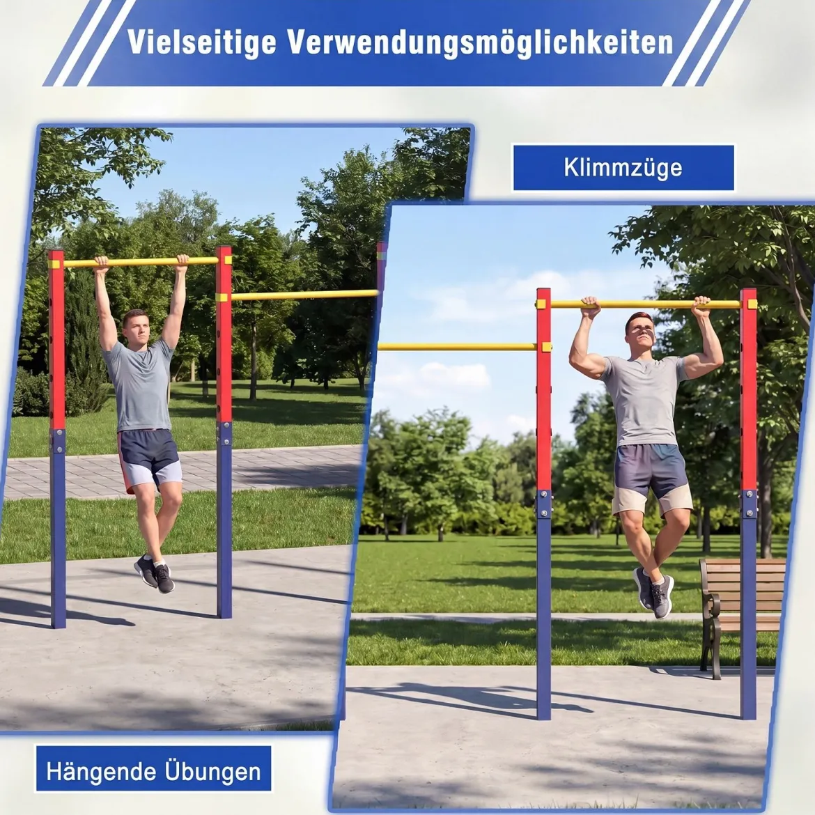 Klimmzugstange Reckstange Höhenverstellbar 80-172 cm aus Verzinktem Stahl bis 330 kg