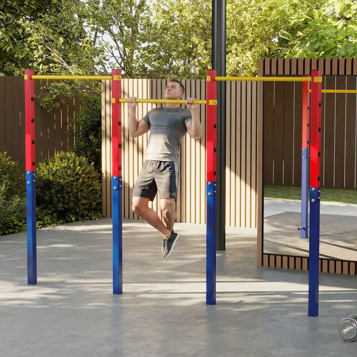 Klimmzugstange Reckstange Höhenverstellbar 80-172 cm aus Verzinktem Stahl bis 330 kg