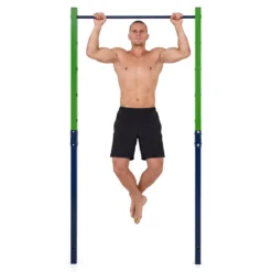 Klimmzugstange Reckstange Höhenverstellbar 80-172 cm Dip Station aus Verzinktem Stahl bis 110 kg Rot/Blau