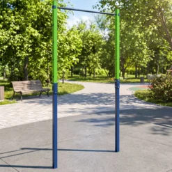 Klimmzugstange Reckstange Höhenverstellbar 80-172 cm Dip Station aus Verzinktem Stahl bis 110 kg Rot/Blau