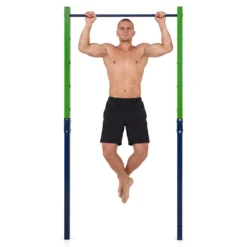 Klimmzugstange Reckstange Höhenverstellbar 80-172 cm Dip Station aus Verzinktem Stahl bis 110 kg Rot/Blau