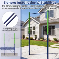 Klimmzugstange Reckstange Höhenverstellbar 80-172 cm Dip Station aus Verzinktem Stahl bis 110 kg Rot/Blau