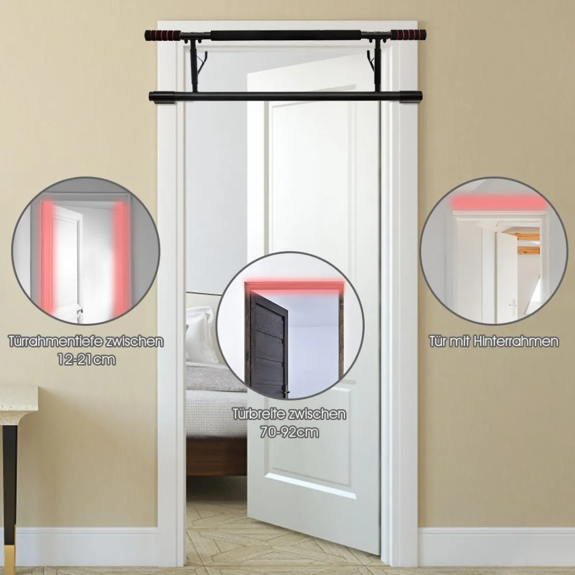 Klimmzugstange Türreck Fitness Hometrainer Pull-Up-Bar Schwarz 100,5 x 26,5 x 35cm