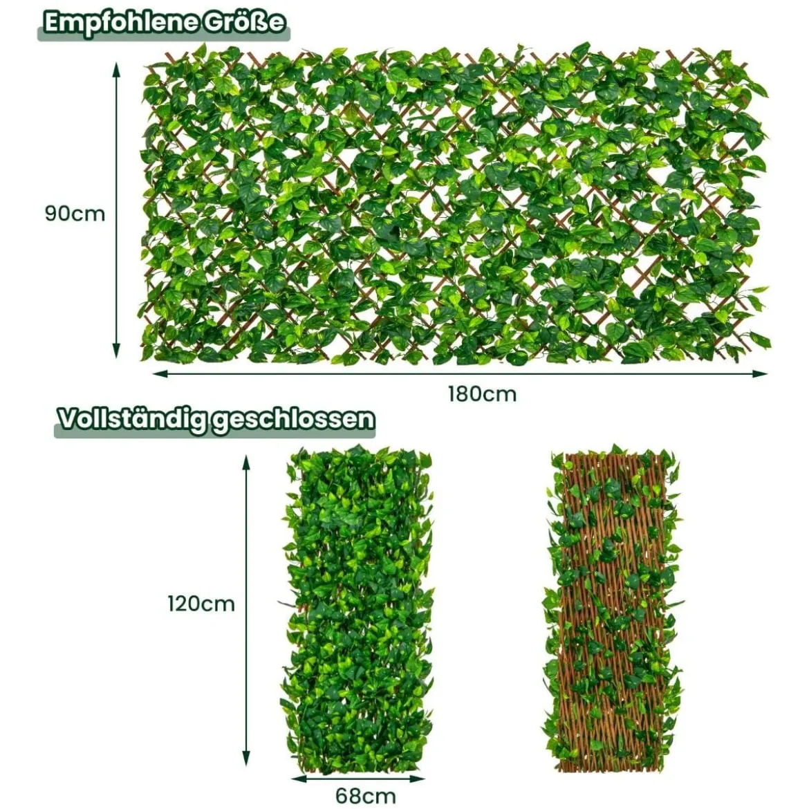 Künstliche Garten Sichtschutz Pflanzenwand Hecken mit Efeublättern / Eukalyptus Blättern