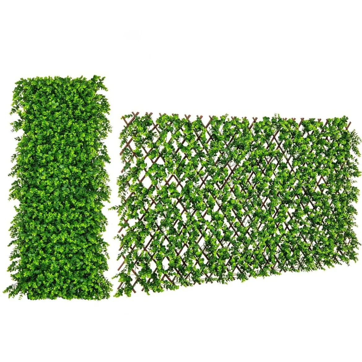 Künstliche Garten Sichtschutz Pflanzenwand Hecken mit Efeublättern / Eukalyptus Blättern