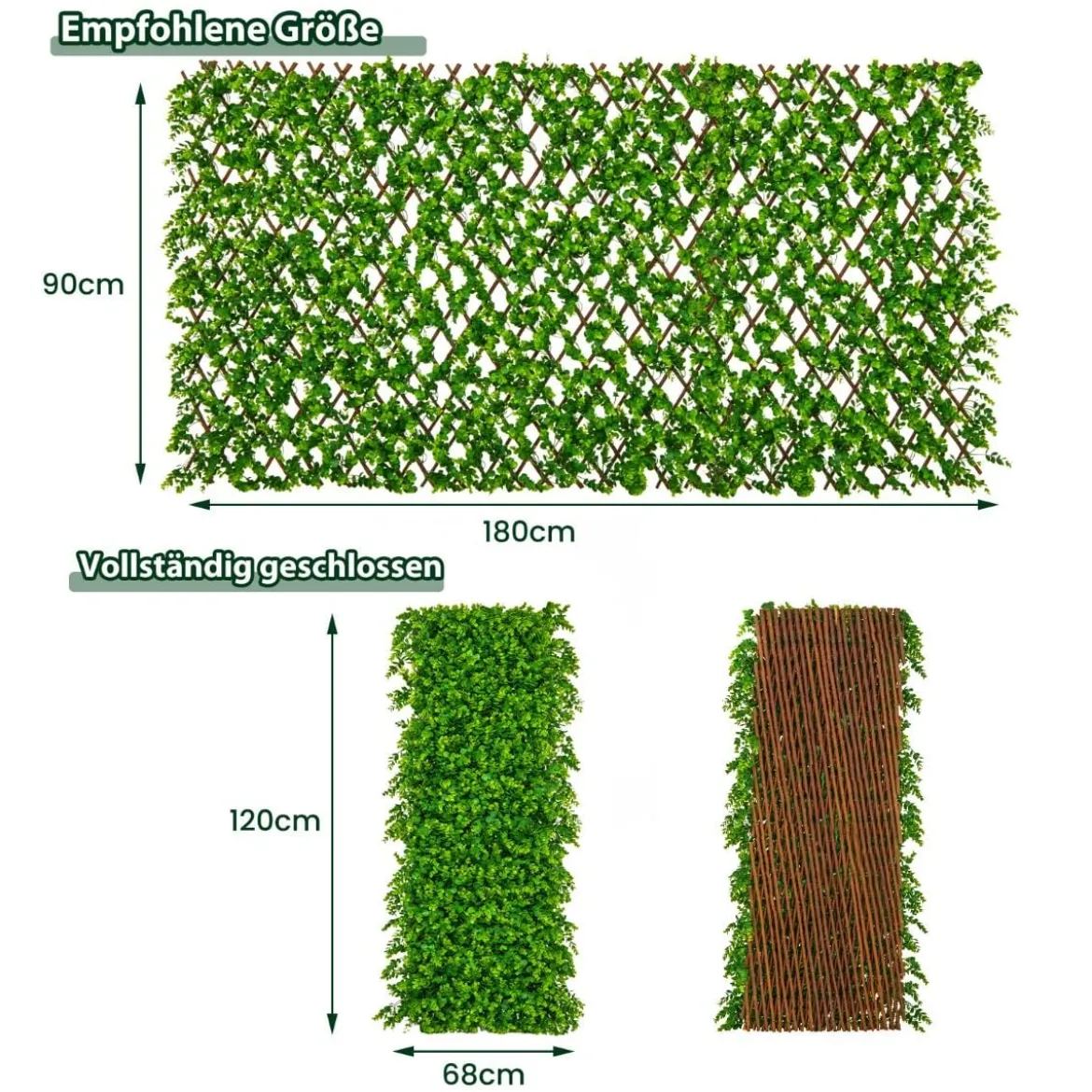 Künstliche Garten Sichtschutz Pflanzenwand Hecken mit Efeublättern / Eukalyptus Blättern