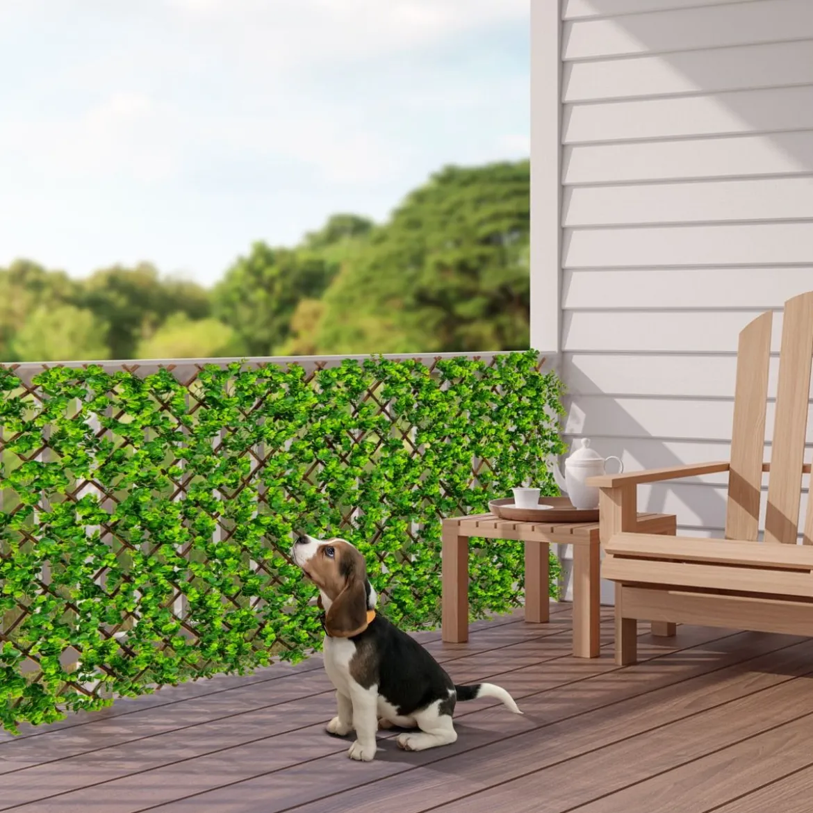 Künstliche Garten Sichtschutz Pflanzenwand Hecken mit Efeublättern / Eukalyptus Blättern