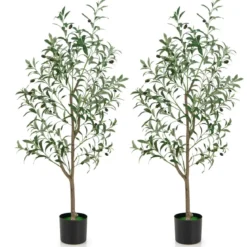 Künstliche Olivenbaum Kunstpflanze 130 cm Zimmerpflanze mit Zementtopf