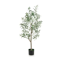 Künstliche Olivenbaum Kunstpflanze 130 cm Zimmerpflanze mit Zementtopf
