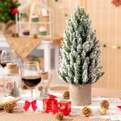 Künstlicher Mini-Weihnachtsbaum 47 cm hoher Mini-Weihnachtsbaum aus PE Grün + Weiß