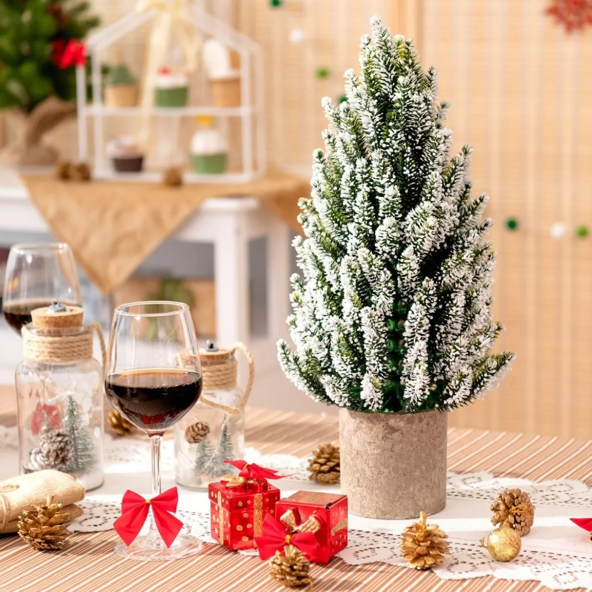 Künstlicher Mini-Weihnachtsbaum 47 cm hoher Mini-Weihnachtsbaum aus PE Grün + Weiß