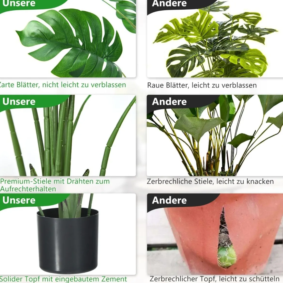 Künstlicher Monstera Deliciosa Baum für drinnen und draußen 121 cm Grün