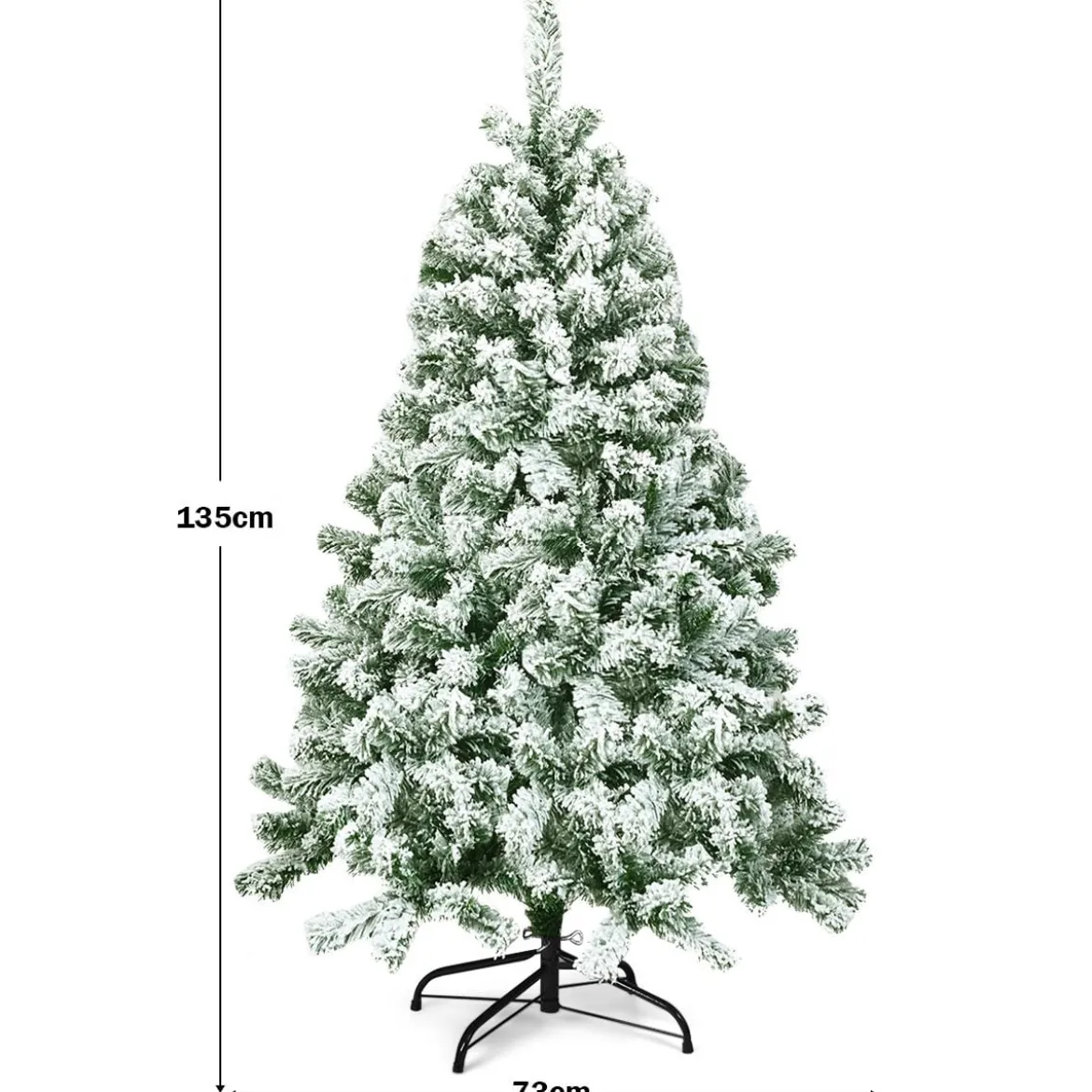 Künstlicher schneebedeckter Weihnachtsbaum mit Metallständer und PVC Nadeln 135 cm