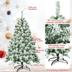 Künstlicher schneebedeckter Weihnachtsbaum mit Metallständer und PVC Nadeln 135 cm
