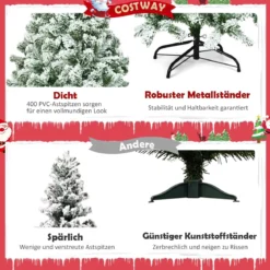 Künstlicher schneebedeckter Weihnachtsbaum mit Metallständer und PVC Nadeln 135 cm