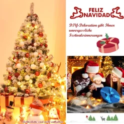 Künstlicher schneebedeckter Weihnachtsbaum mit Metallständer und PVC Nadeln 135 cm