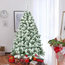 Künstlicher Schneebedeckter Weihnachtsbaum mit Metallständer und PVC Nadeln 180 cm