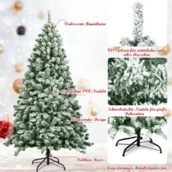 Künstlicher Schneebedeckter Weihnachtsbaum mit Metallständer und PVC Nadeln 180 cm