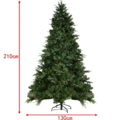 Künstlicher Tannenbaum mit LED-Lichterketten Weihnachtsbaum Christbaum mit Klappsystem und Metallständer 210/225/240 cm Grün
