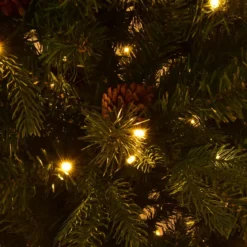 Künstlicher Tannenbaum mit LED-Lichterketten Weihnachtsbaum Christbaum mit Klappsystem und Metallständer 210/225/240 cm Grün