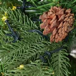 Künstlicher Tannenbaum mit LED-Lichterketten Weihnachtsbaum Christbaum mit Klappsystem und Metallständer 210/225/240 cm Grün