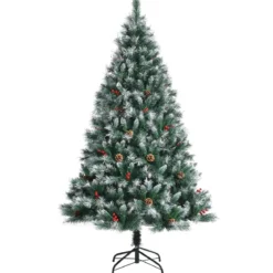 Künstlicher Verschneiter Weihnachtsbaum mit Tannenzapfen für Indoor & Outdoor 180 cm
