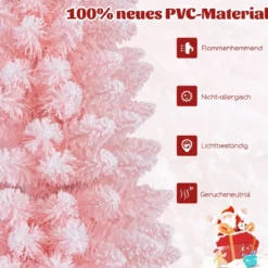Künstlicher Weihnachtsbaum Bleistift 180 cm Tannenbaum mit Schnee Christbaum mit 460 Zweigspitzen Rosa