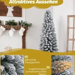 Künstlicher Weihnachtsbaum Bleistift 150 cm Tannenbaum mit Schnee Grün