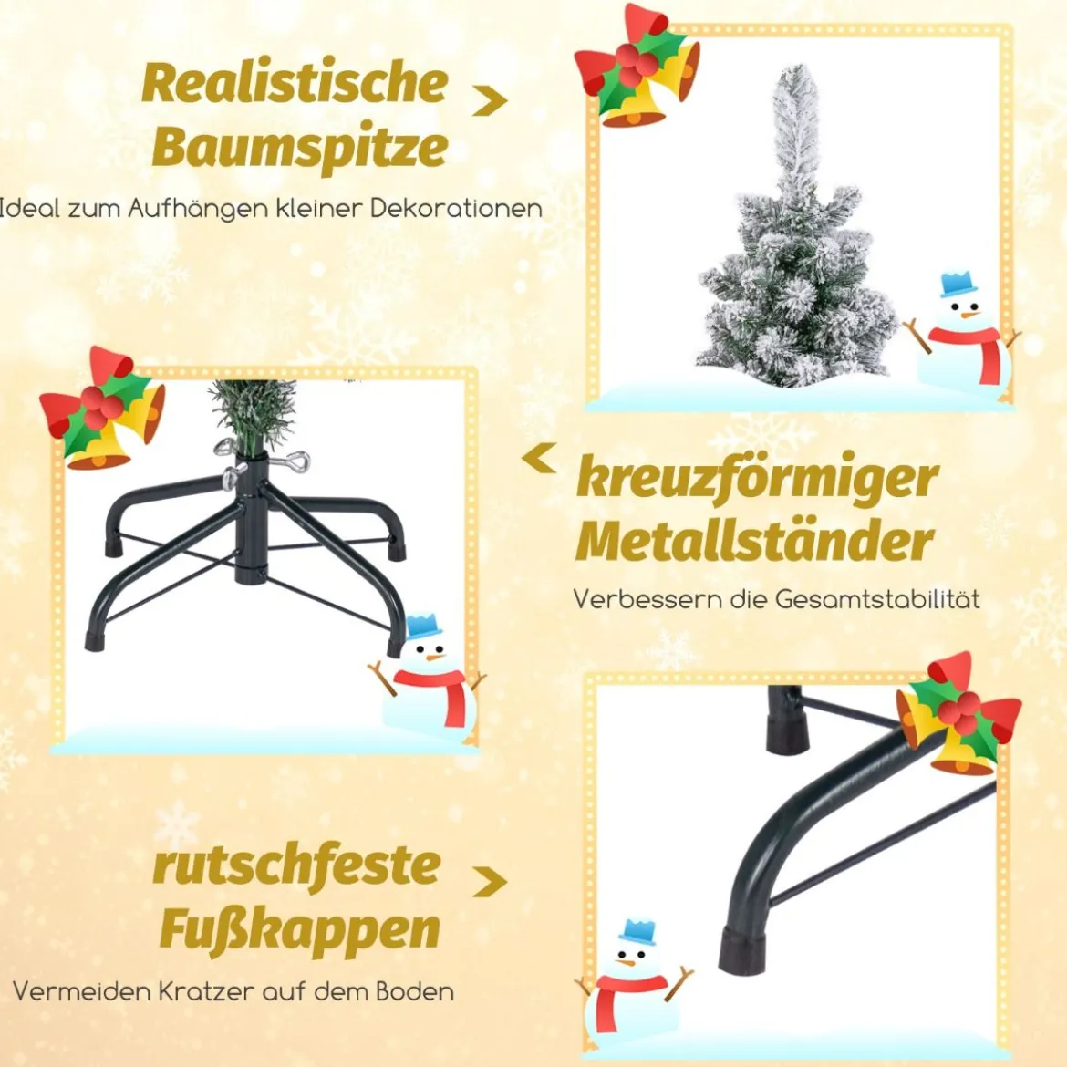 Künstlicher Weihnachtsbaum Bleistift 150 cm Tannenbaum mit Schnee Grün