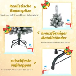 Künstlicher Weihnachtsbaum Bleistift 120 cm Tannenbaum mit Schnee Grün