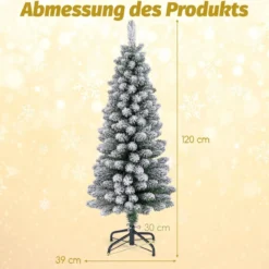 Künstlicher Weihnachtsbaum Bleistift 120 cm Tannenbaum mit Schnee Grün