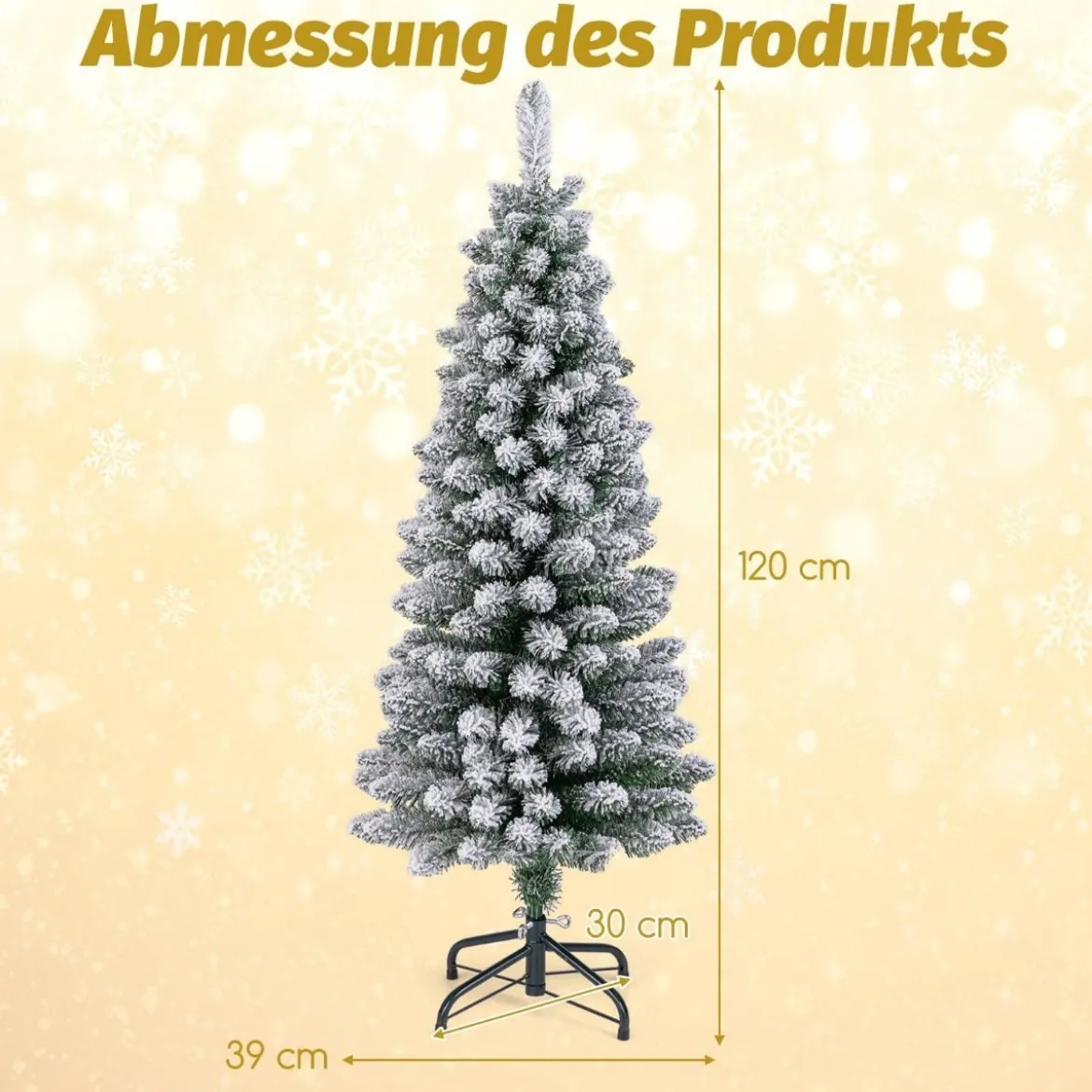 Künstlicher Weihnachtsbaum Bleistift 120 cm Tannenbaum mit Schnee Grün