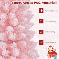 Künstlicher Weihnachtsbaum Bleistift 150 cm Tannenbaum mit Schnee Rosa