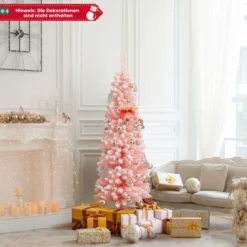 Künstlicher Weihnachtsbaum Bleistift 150 cm Tannenbaum mit Schnee Rosa