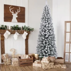 Künstlicher Weihnachtsbaum Bleistift 180 cm Tannenbaum mit Schnee Grün