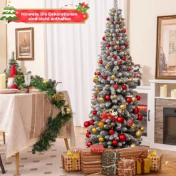 Künstlicher Weihnachtsbaum Bleistift 180 cm Tannenbaum mit Schnee Grün