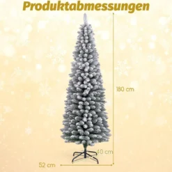 Künstlicher Weihnachtsbaum Bleistift 180 cm Tannenbaum mit Schnee Grün